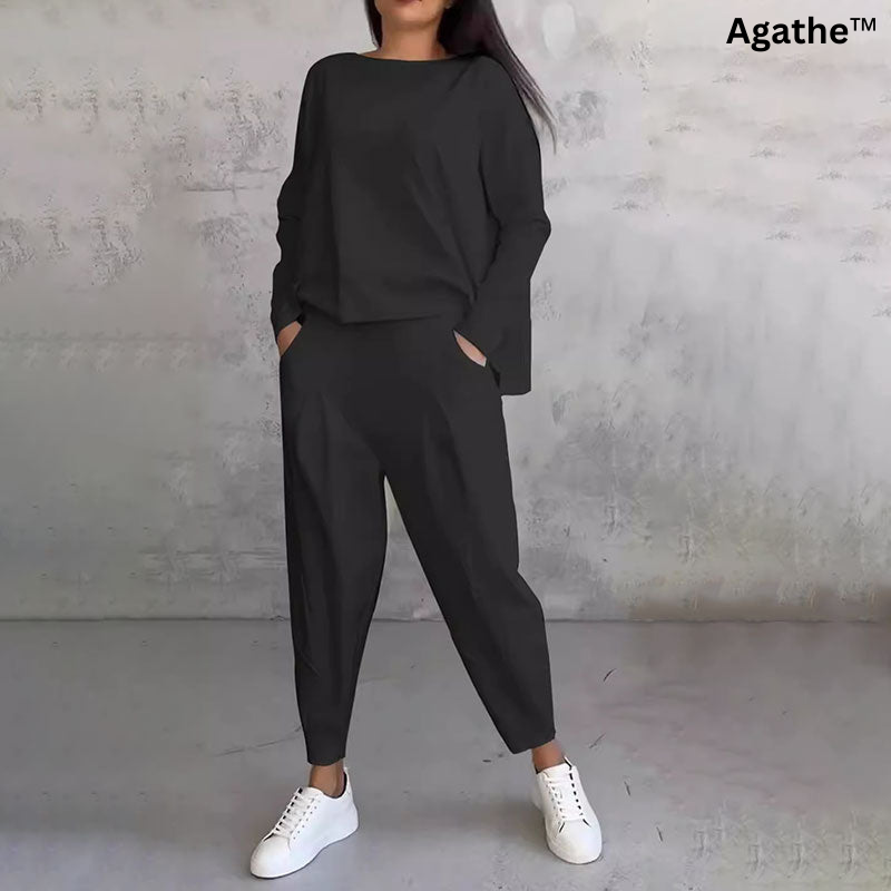 Agathe™ Langärmeliger Rundhalsausschnitt & Hose
