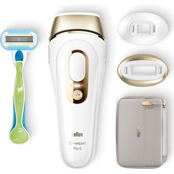 Silk pulsed light epilator · Expert Pro 5 PL5154 met 3 accessoires: precisiekop, scheermes, flexibele tas - wit