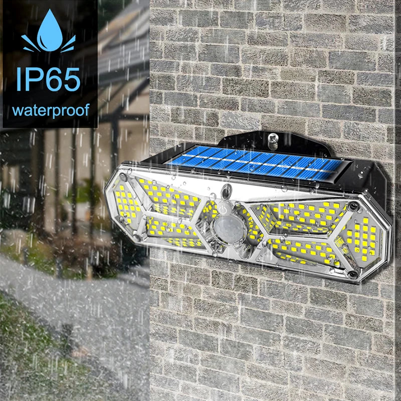 LuminoGuard | Solar LED Wandleuchte | 158 LEDs Bewegungsmelder | IP65 Wetterfest 2