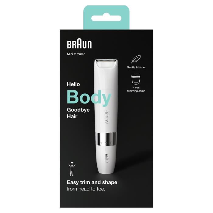 Braun Body Mini BS1000 Elektrische Lichaamstrimmer voor Mannen en Vrouwen - Nat & Droog - Multi-functioneel - Wit