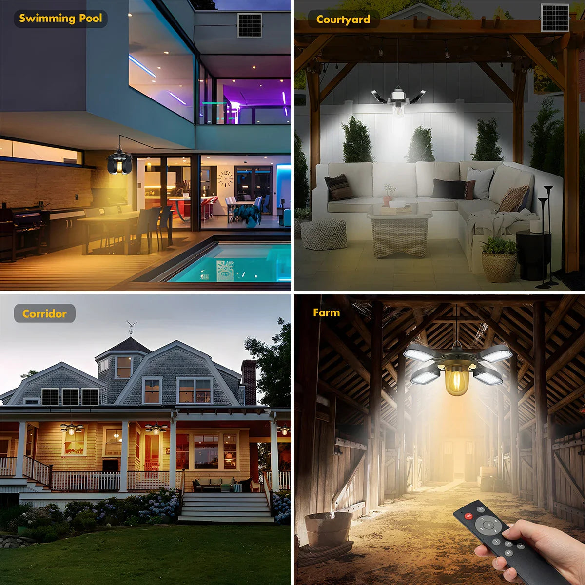 SolarBright | Solar-Pendelleuchte | 192 LEDs | Mit Fernbedienung & Bewegungssensoren 3