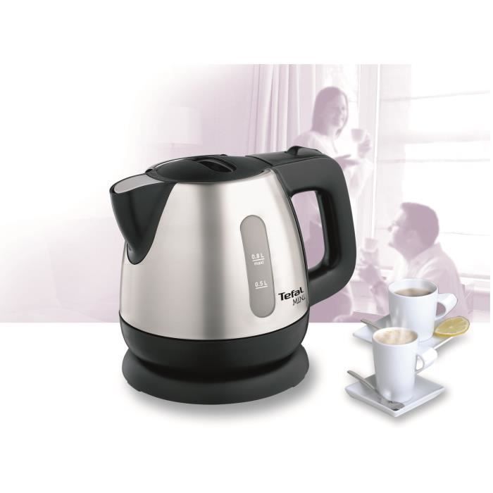 Tefal BI812510 MINI INOX waterkoker, capaciteit 0,8 l, draadloze waterkoker, 360 ° basis, verborgen verwarming, zichtbaar waterniveau