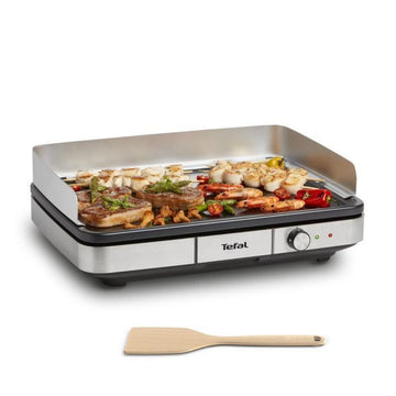 Tefal Plancha elektrisch XXL, 12 personen, anti-aanbak, verstelbare thermostaat, verwijderbare windscherm, binnen/buiten CB690D12