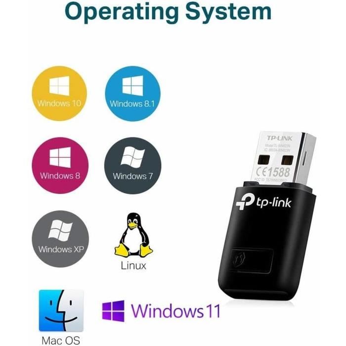 WIFI USB stick - TP-Link - 300MBps om een computer te verbinden met een draadloos netwerk en te genieten van supersnel internet