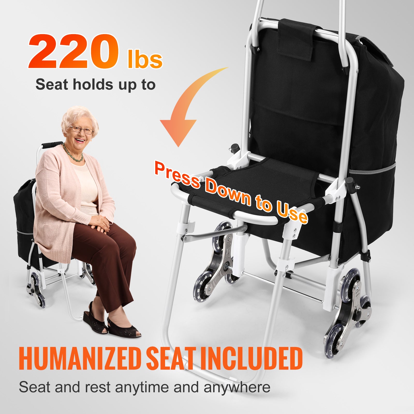 Trapklimwagen, Vouwbaar Ontwerp, Hoge Laadcapaciteit, Comfortabele Zitting