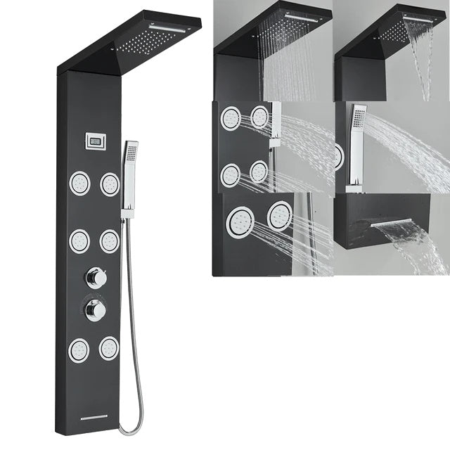 Bathroom Shower Panel Tower System, Wall-Mounted Mixer Tap, Spa-Like Massage Experience