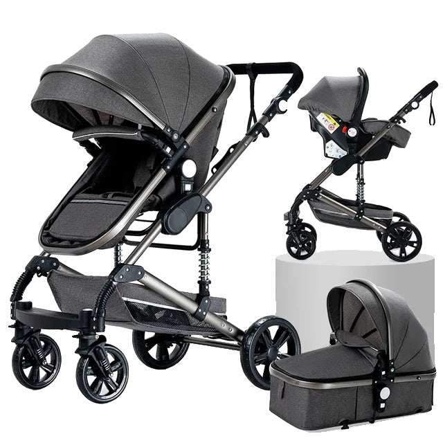 Baby Stroller, 3 in 1 Design, Lightweight and Four-Wheel Configuration