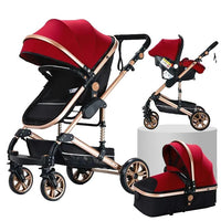 Baby Stroller, 3 in 1 Design, Lightweight and Four-Wheel Configuration