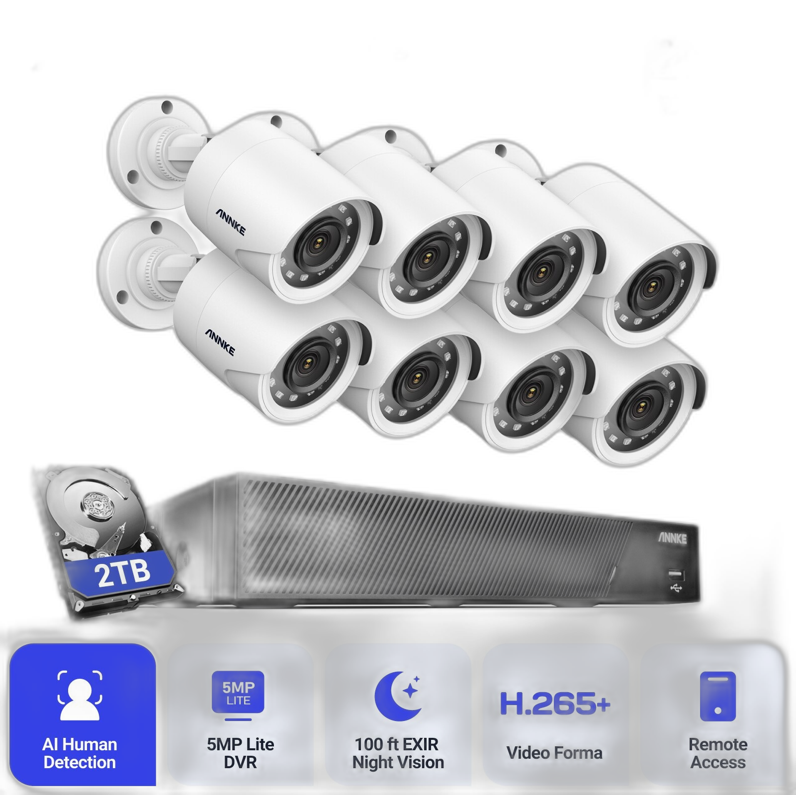 CCTV Surveillance System, 5MP Resolution, Outdoor Security Cameras