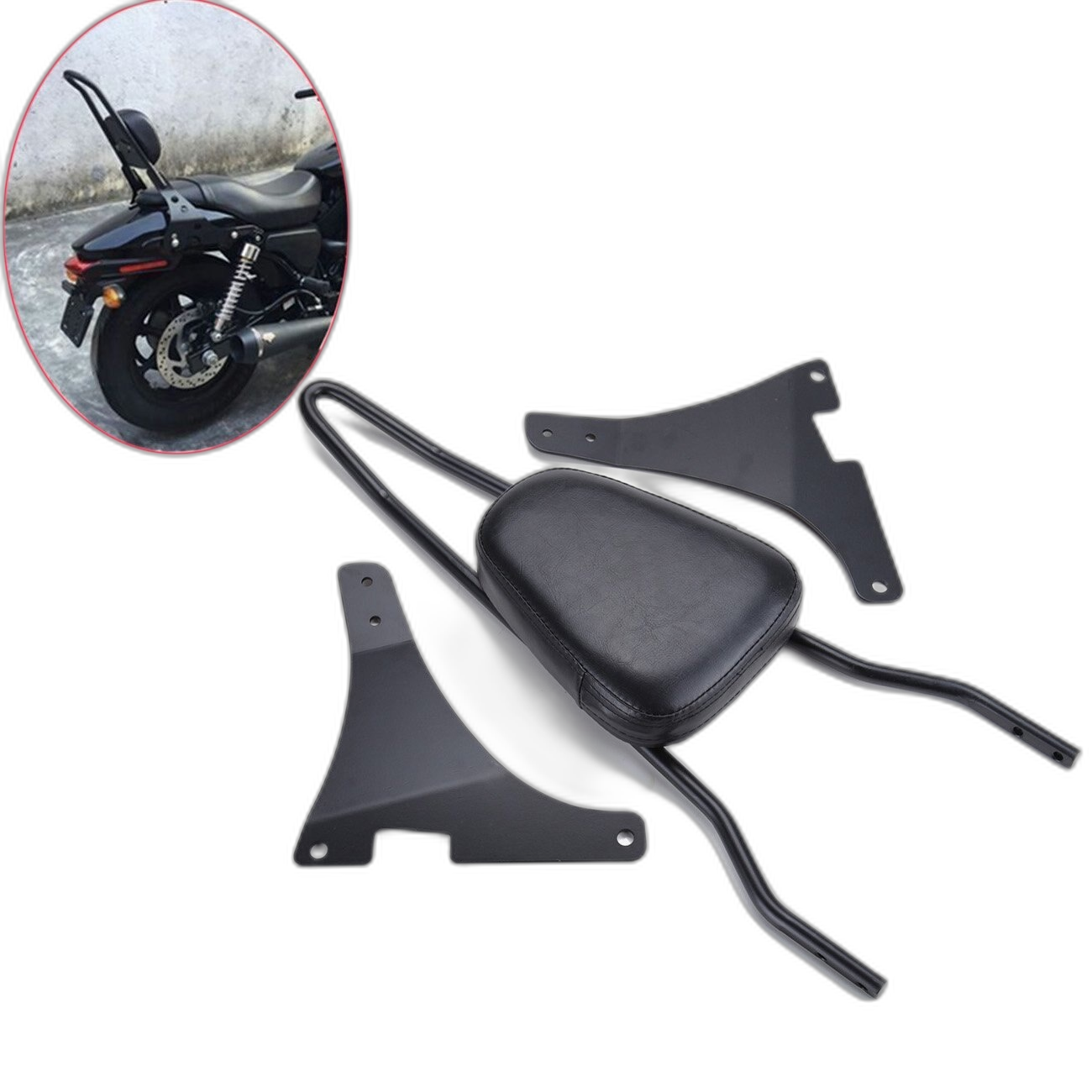 Rear Passenger Sissy Bar Backrest - Black for Harley Davidson