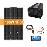 Solar Power System, 100W Power Output, for Home Use and Outdoors Camping