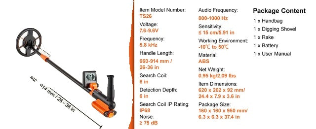 Metal Detector for Kids, Adjustable Length, Waterproof Search Coil