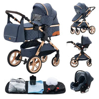 Luxury Stroller, Convenient Foldable Design, Safety Seat Compliant with EU Regulations