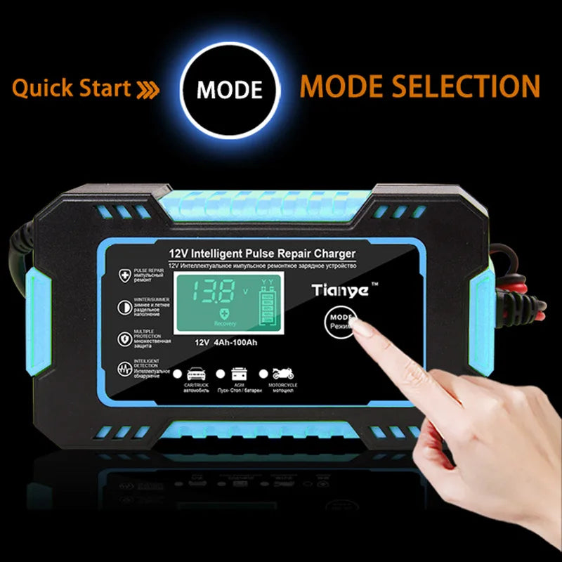 Car Battery Charger, 12V, Fully Automatic, Digital Display