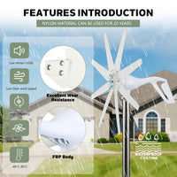 2000W Wind Turbine, MPPT Controller, 6kwh Daily Output