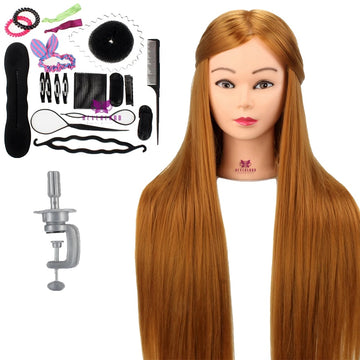 Mannequin Head, High Temperature Fiber, Long Brown Hairstyles