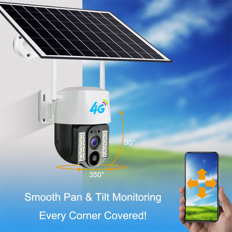 PTZ IP-camera, 4G SIM-kaart/WIFI, PIR-bewegingsdetectie