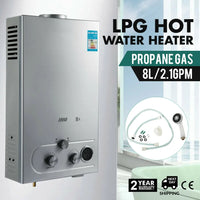 LPG Doorstroomwaterverwarmer, 12 Liter, Oververhitting & Vorstbescherming, LED Display