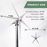 Wind Turbine Generator, 3000W Power Output, MPPT Off Grid System