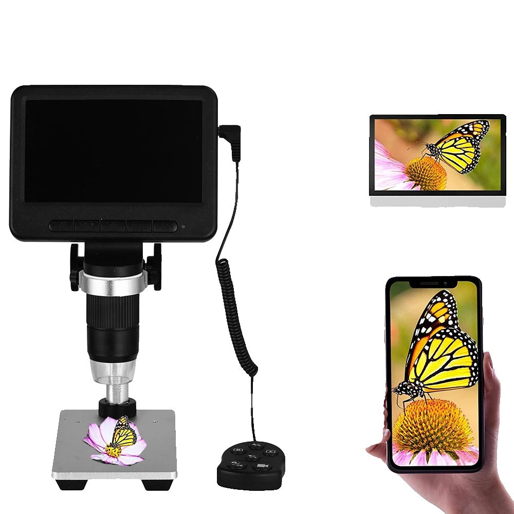 Wireless Digital Microscope, Adjustable Magnification, 5 Inch Screen