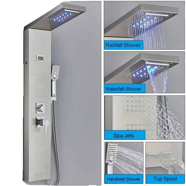 Shower Panel Tower System, Wall Mounted, Temperature Screen