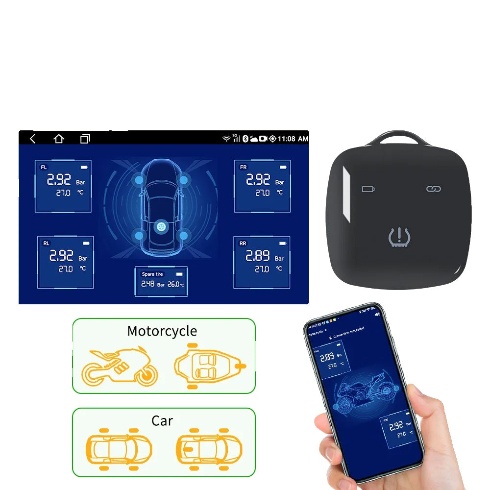 Tire Pressure Monitor System, Android iOS Bluetooth-compatible, TMPS Sensor BLE Control