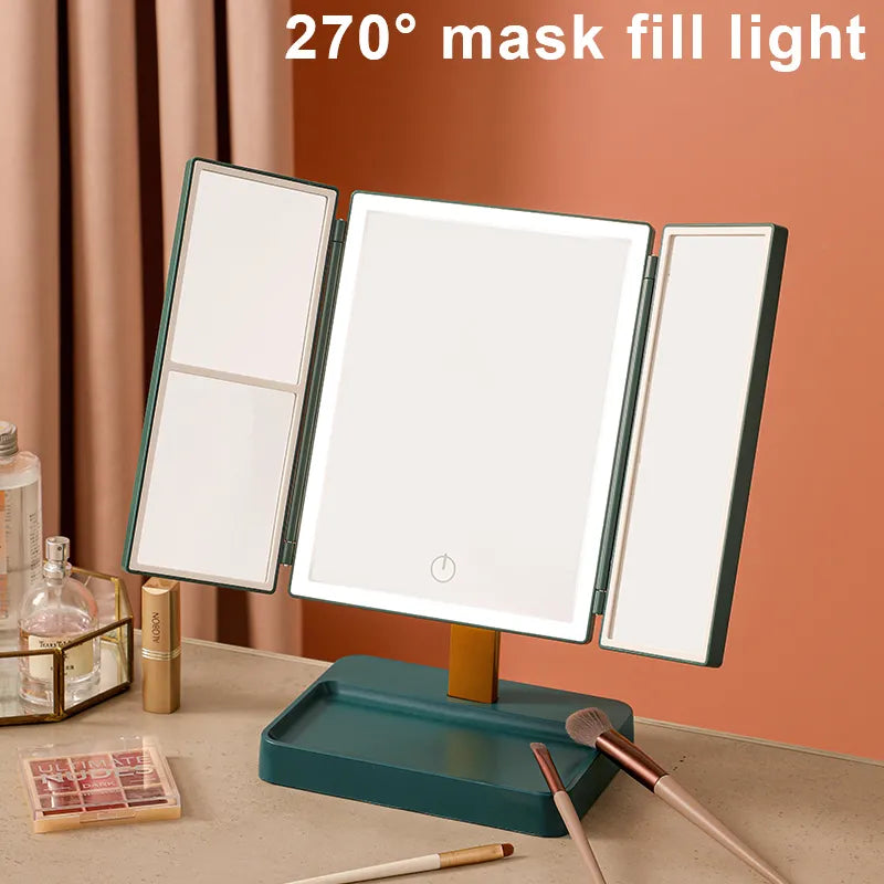 Vanity Mirror, LED Light, 3 Folding