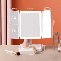 Vanity Mirror, LED Light, 3 Folding