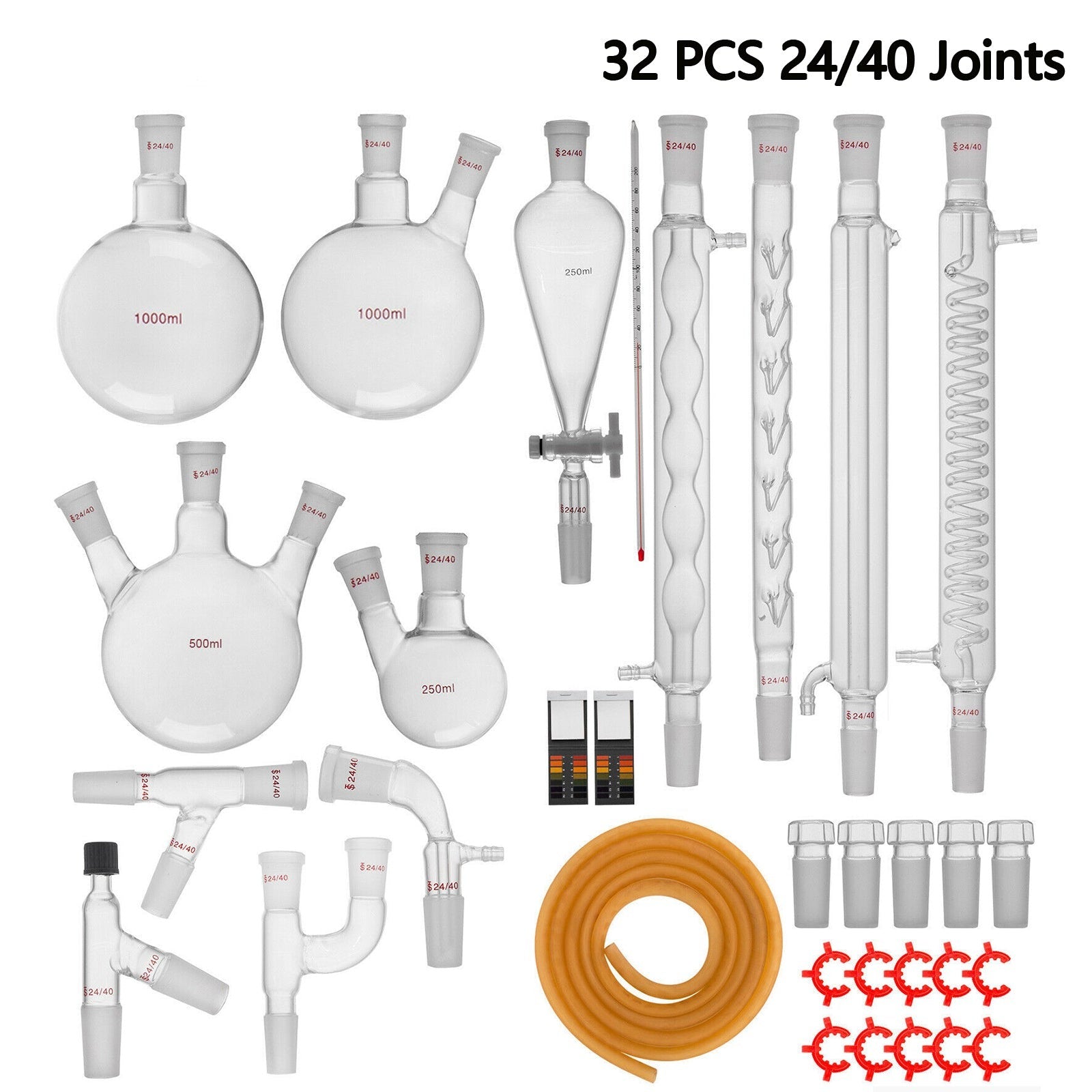 Laboratory Glassware Kit, 24/40 Joints, Borosilicate Glass