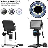 Wireless Digital Microscope, Adjustable Magnification, 5 Inch Screen