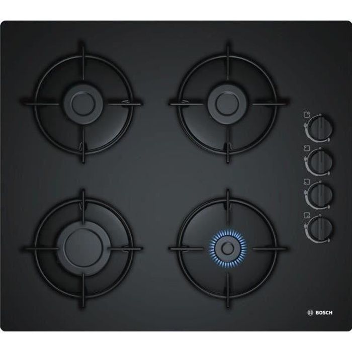 BOSCH POP6B6B10 Gasfornuis - 4 branders - 7400W - B56 x D48cm - Veiligheidsglas coating - Zwart