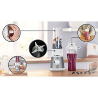 Mini Blender BOSCH VitaPower Serie 2 MMB2111T - 0,8 L mengkom - 4 scherpe roestvrijstalen messen - Hoge mix snelheid - Zilver