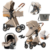 Baby Stroller, 3 in 1 Design, Lightweight and Four-Wheel Configuration