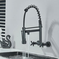 Kitchen Faucet, Wall Mounted, Dual Swivel Spouts