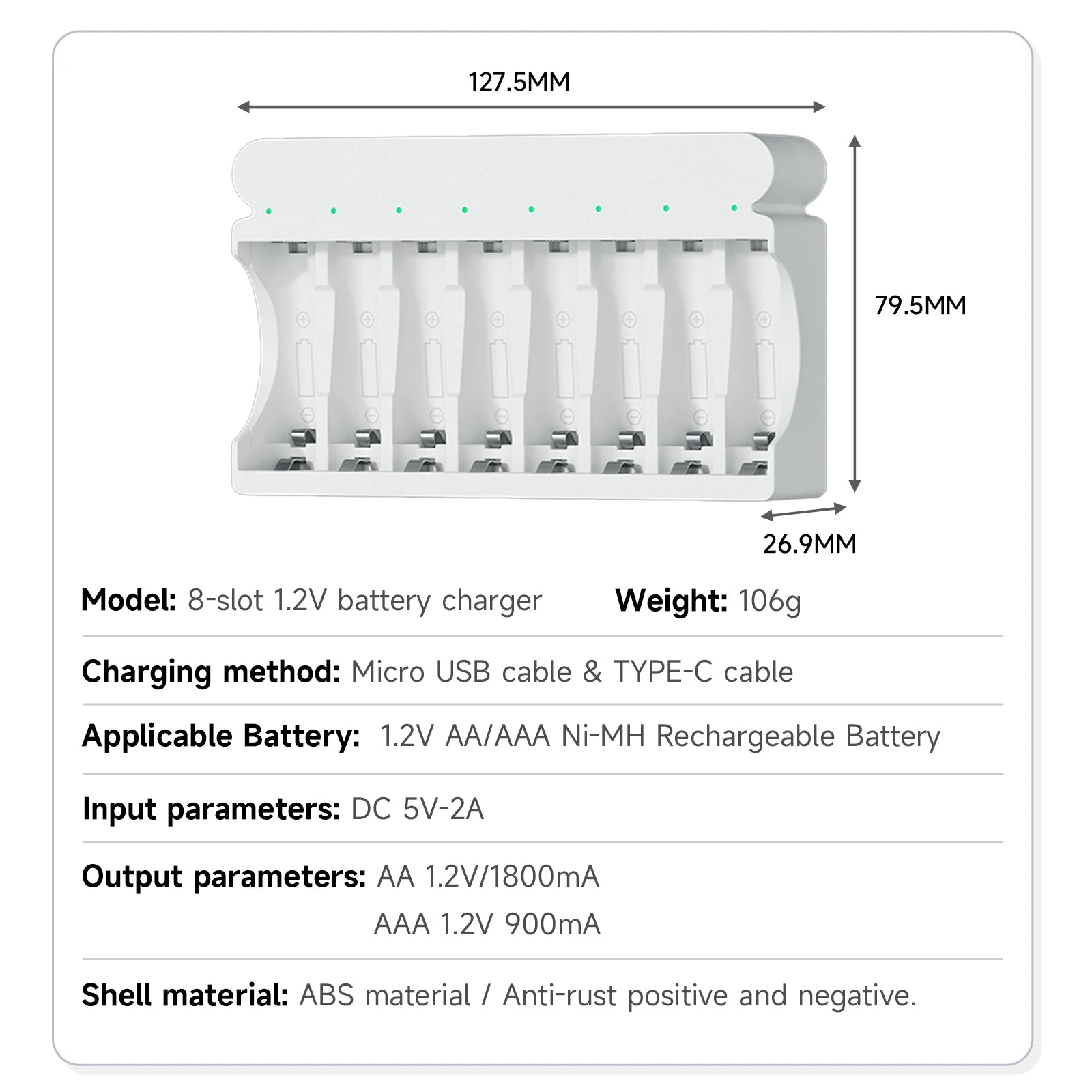 Oplaadbare AA-batterijen, capaciteit van 3000mAh, slimme oplader