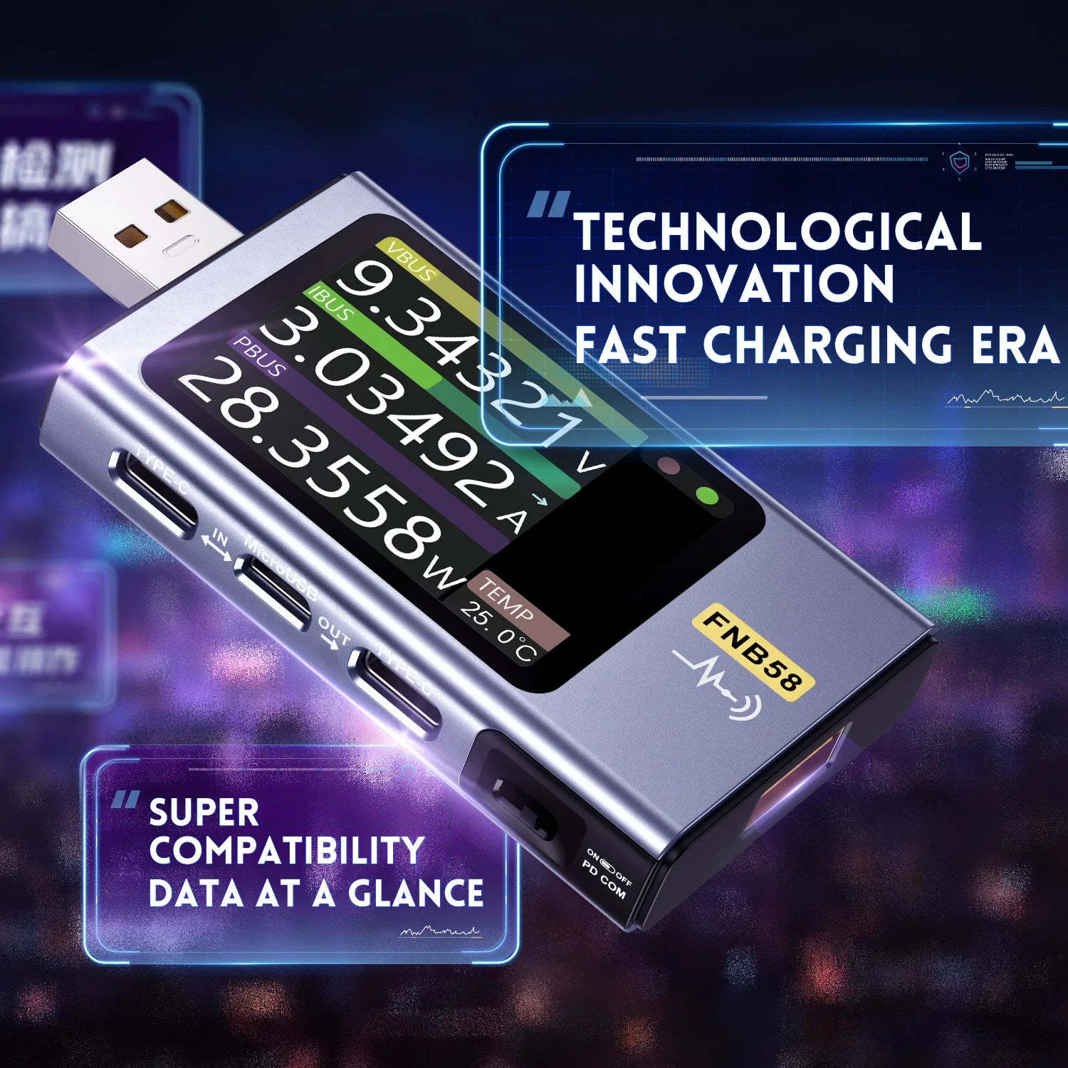 USB Tester, Snelle Oplaad Detectie, Capaciteitsmeting