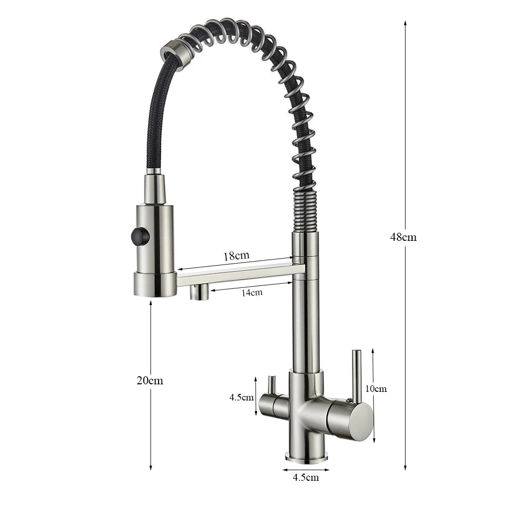 Keukenkraan, Gefilterd Water, Dubbele Handgreep