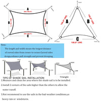 Shade Sail Sun Canopy, Waterproof, Triangular Design