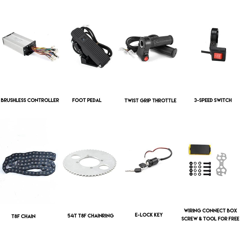 Borstelloze DC Motor Kit, 3000W Vermogen, Doe-het-zelf Ombouwkit