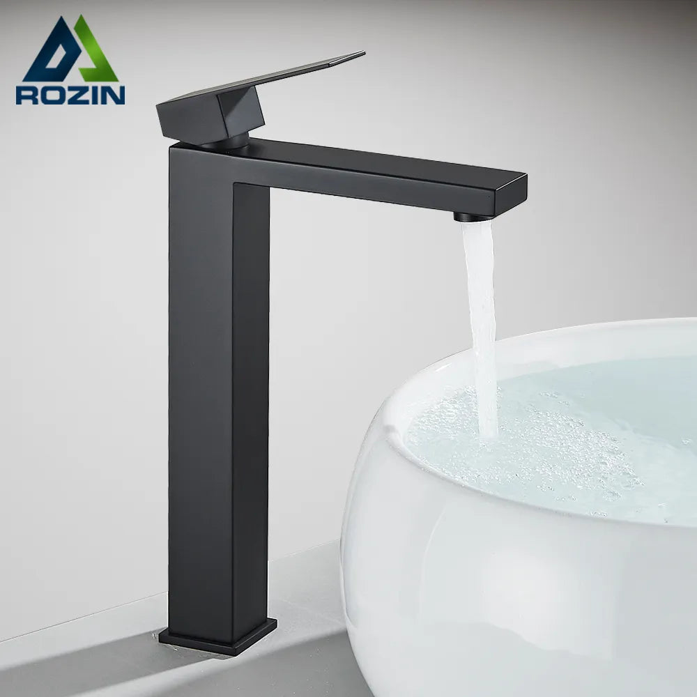 Bathroom Basin Faucet, Matte Black, Deck Mount