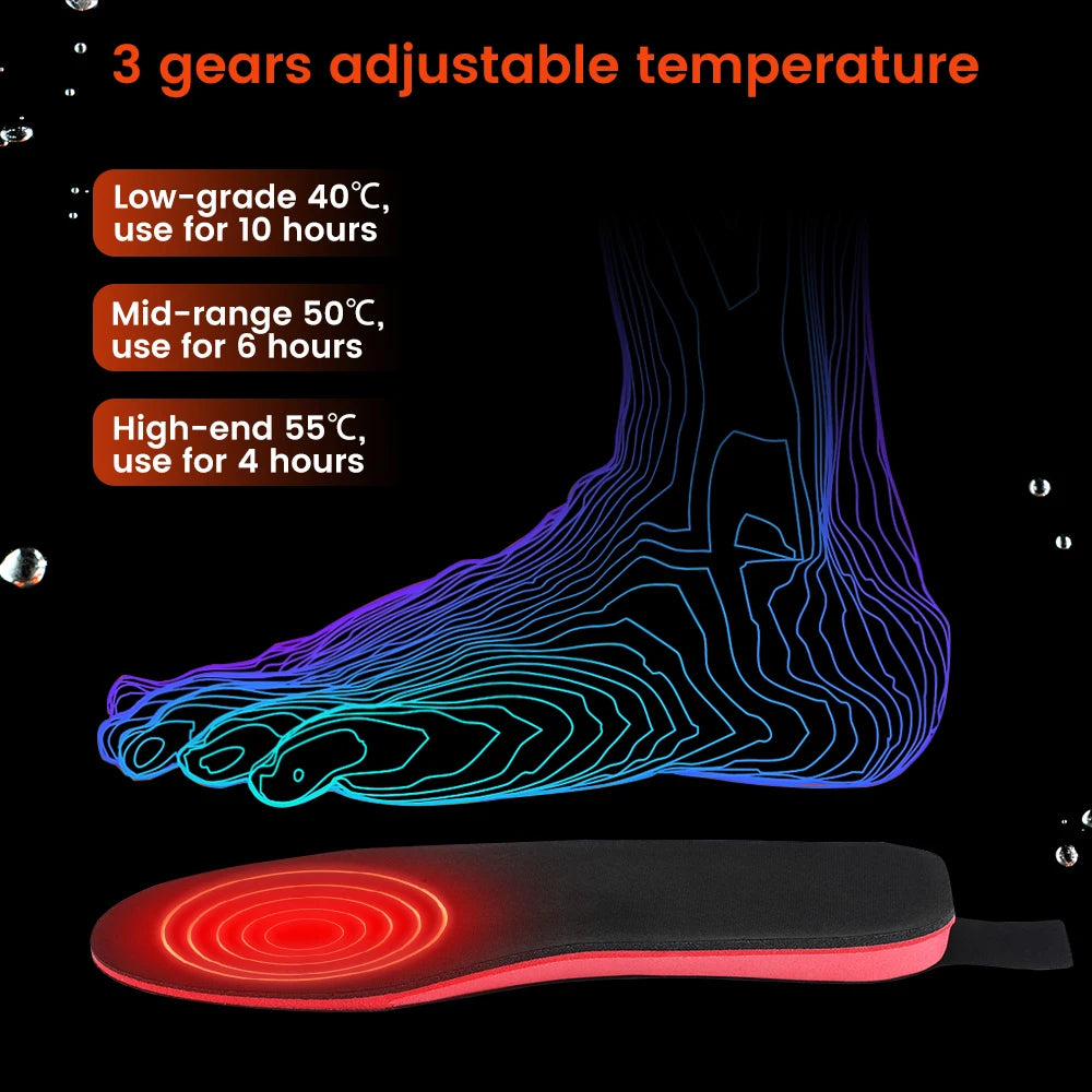 Electric Heated Insoles, 2100mAh Battery, Remote Control