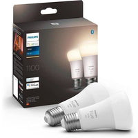 Philips Hue White, E27 connected LED bulb, Equivalent 75W, 1100 Lumen, Bluetooth compatible, 2 pack