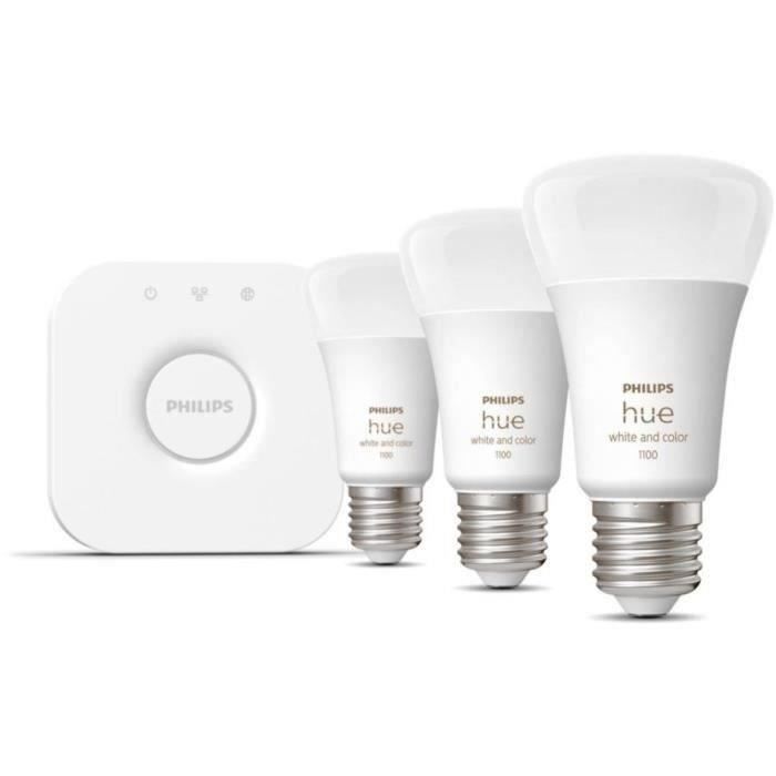 Philips Hue White en Color Ambiance, Starter Kit 3 Lichten E27, 75W, Bluetooth, werkt met Alexa, Google en Homekit