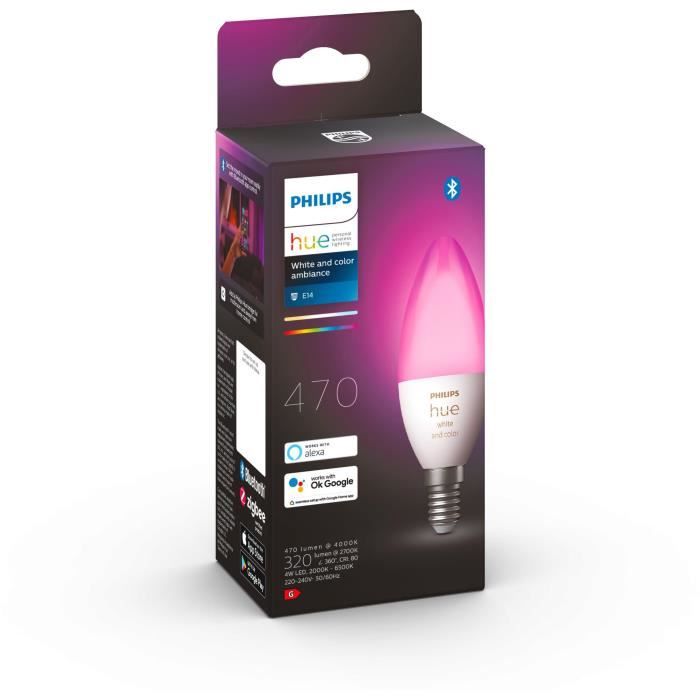 PHILIPS Hue Wit & Kleur Ambiance - Slimme LED-vlamlamp E14 - 5.5W - Bluetooth-compatibel