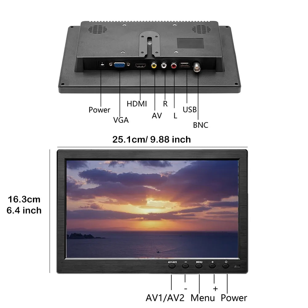 Portable Monitor, 10.1 inch, LCD Panel, 1024x600 Resolution