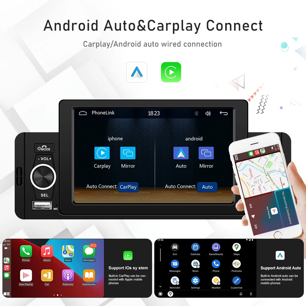 Car Radio, CarPlay Compatibility, Bluetooth Connectivity