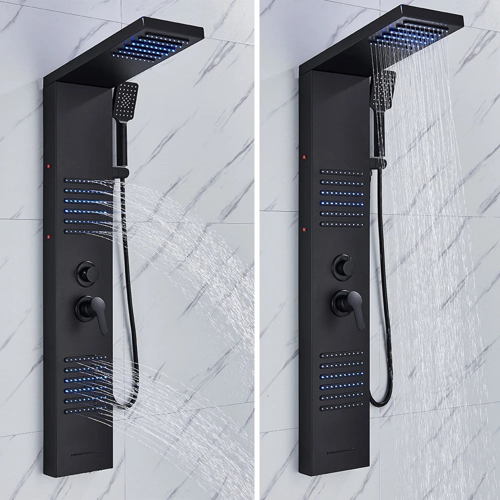 Shower Column, LED Rainfall, Massage Jet