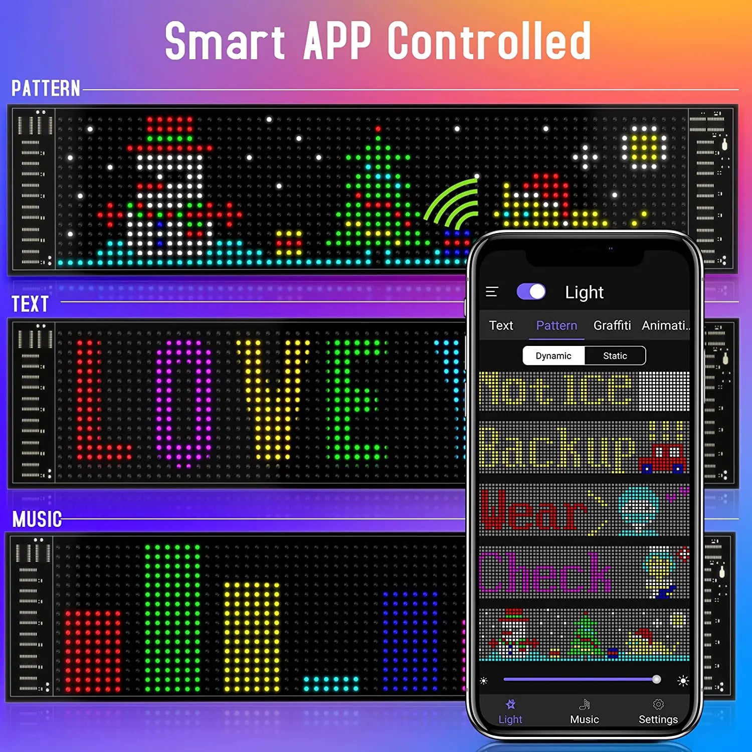 LED Sign, Bluetooth App Control, Programmable Display