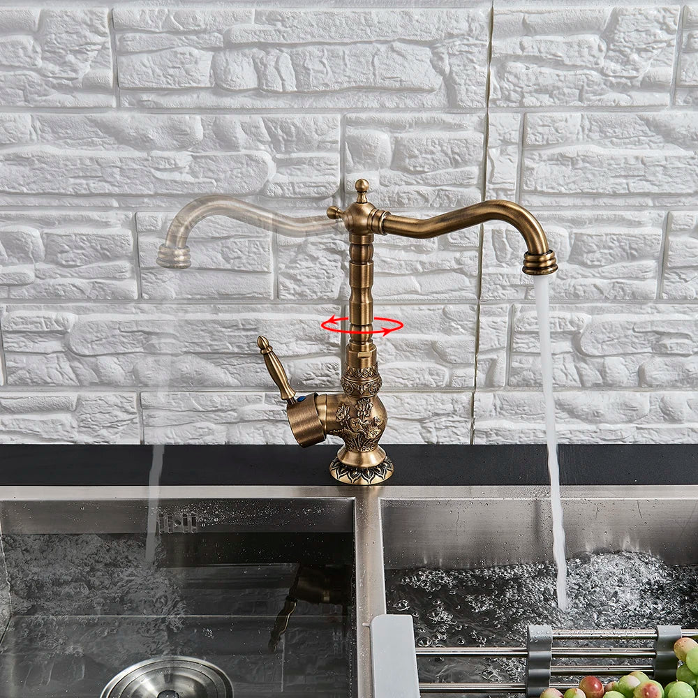 Kitchen Faucet, Retro Design, Single Handle Operation