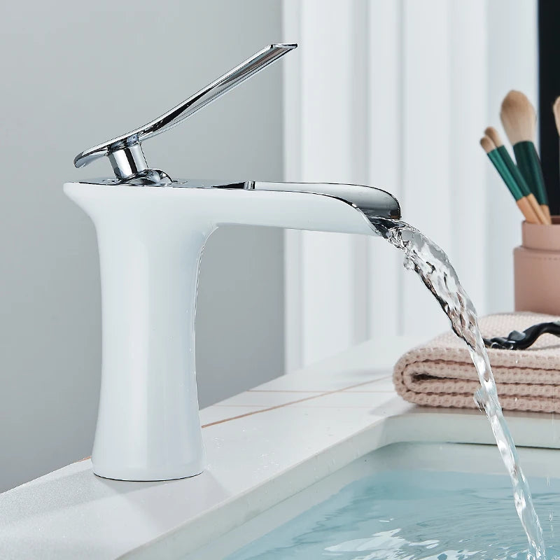 Wastafelkraan, Watervalontwerp, Enkele Handgreep